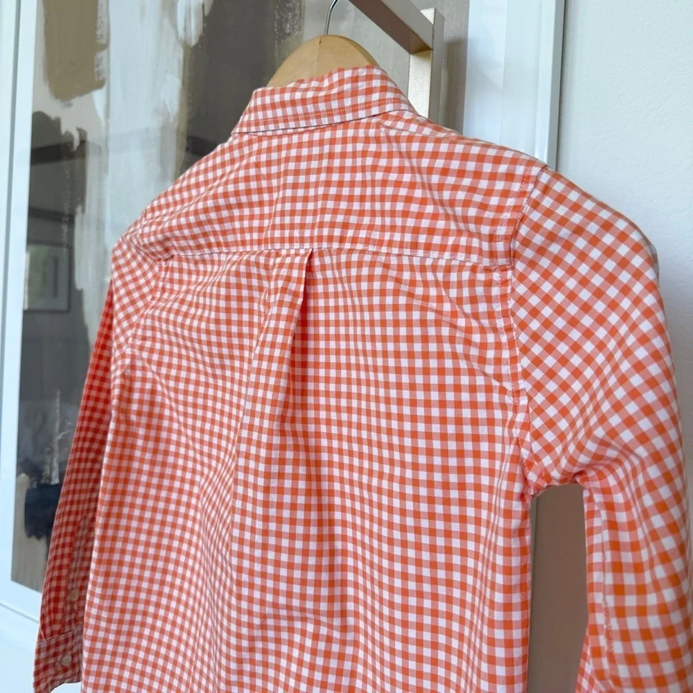 Ralph Lauren Boys Orange Gingham Long Sleeve Button-Up Size 7 Casual Spring